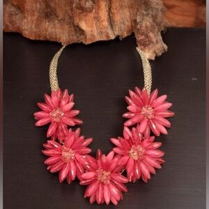 Vintage Hot Pink Sweet Flower Statement Necklace